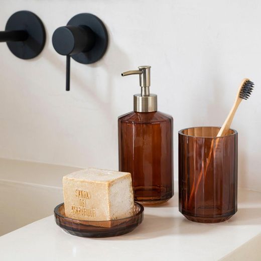 Porte-savon en verre marron, 12 x 12 x 2,5 cm | Brun