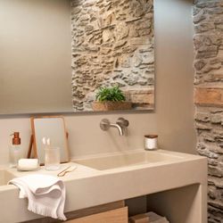 Crystal and Acacia Bathroom Set, 4 Pieces | Poseidon