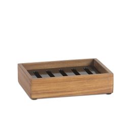Jabonera de madera en marrón, 13 x 11 x 3 cm | Acacia