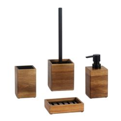 Jabonera de madera en marrón, 13 x 11 x 3 cm | Acacia