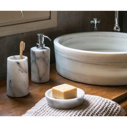 White marble soap dish, Ø 12 x 3 cm | Athens