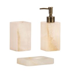 Porte-savon en marbre blanc et beige, 13,5 x 9,5 x 2 cm | Marbre