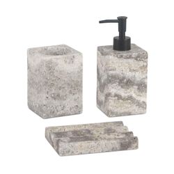 Jabonera de mármol en gris y marrón, 12 x 9,5 x 2 cm | Grey