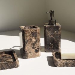 Jabonera de mármol en marrón, 13,5 x 9,5 x 2 cm | Royal