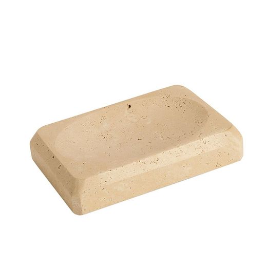 Porte-savon en marbre travertin beige, 13 x 9 x 2,5 cm | Travertin