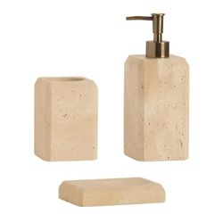 Porte-savon en marbre travertin beige, 13 x 9 x 2,5 cm | Travertin