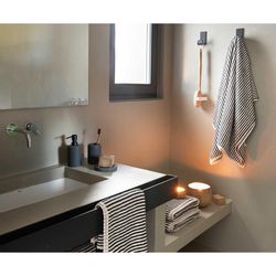 Polyresin soap dish in black, 12 x 12 x 2 cm | Vulcano