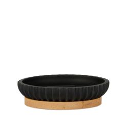 Black polyresin and wood bathroom set, 4 pieces | Shell