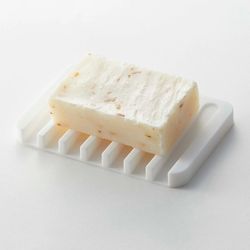 Seifenschale aus Silikon in Weiß, 11,5 x 8 x 1 cm | fließen