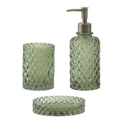 Glass soap dish in green, 13 x 9 x 3 cm | Diamond