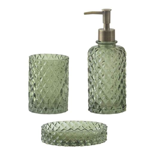 Glass soap dish in green, 13 x 9 x 3 cm | Diamond
