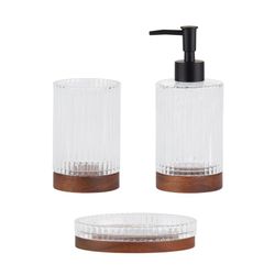 Badkamerset van glas en acacia, 4-delig | Triton