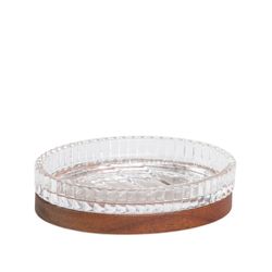 Badkamerset van glas en acacia, 4-delig | Triton