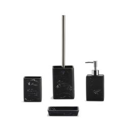 Ensemble de salle de bain 2 pièces effet marbre noir et argent