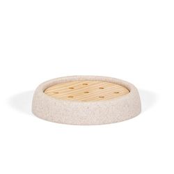 Sandstenssæbeskål i sandsten/asketræ, Ø10,5X2cm