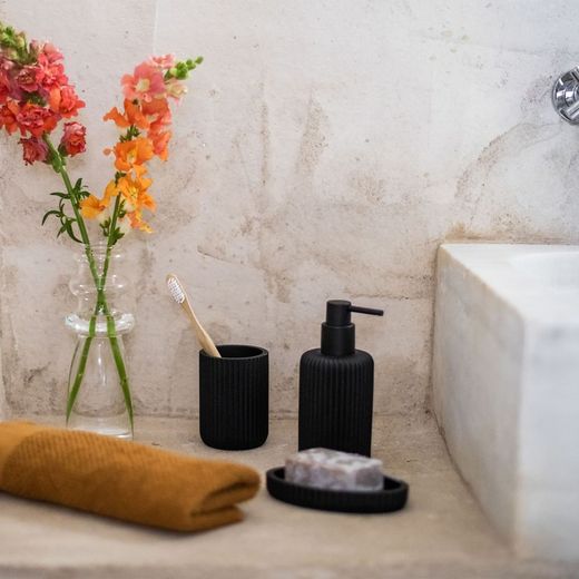 Set de bain Stripes Noir, 4 pièces