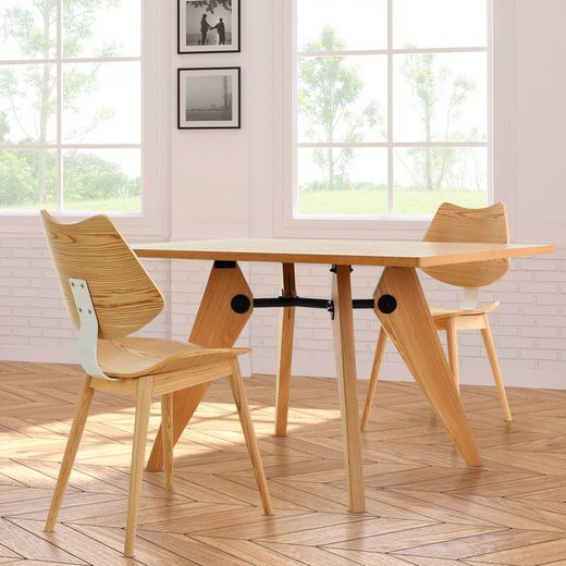 Chaise JAN en frêne naturel et structure en métal naturel, 53 x 52,5 x 83,5 cm