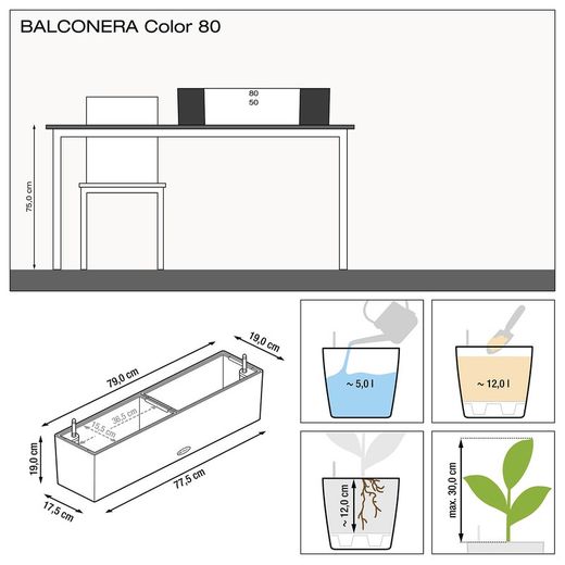 Jardinera con Autorriego Balconera Color 80 Marrón, 79x19x19 cm