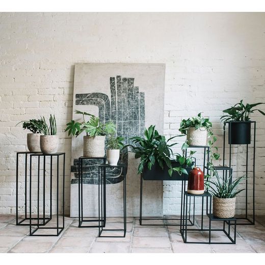 Jardinière en métal noir, 51x24x65cm