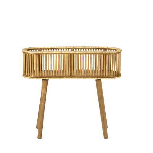 Jardinière de sol en bambou et rotin, 68 x 22 x 59,5 cm