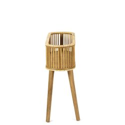 Jardinière de sol en bambou et rotin, 68 x 22 x 59,5 cm