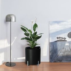 Modulaire hydrant plantenbak rond zwart zilveren poten, Ø40x44 cm