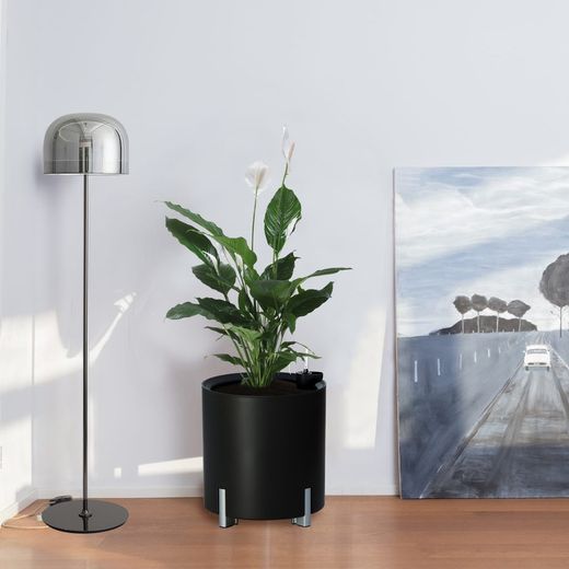 Modulaire hydrant plantenbak rond zwart zilveren poten, Ø40x44 cm