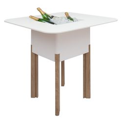 Maceta Modular con Autorriego y Mesa Mediterráneo Blanca/Plateada, 80x80x95 cm