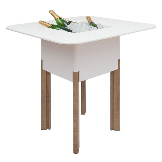 Maceta Modular con Autorriego y Mesa Mediterráneo Blanca/Plateada, 80x80x95 cm