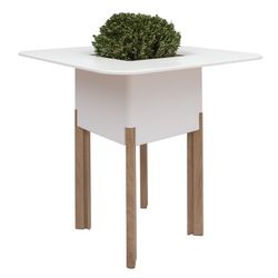 Maceta Modular con Autorriego y Mesa Mediterráneo Blanca/Plateada, 80x80x95 cm