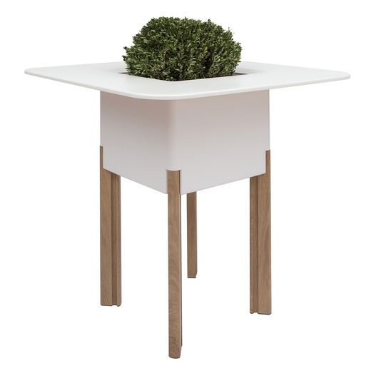 Maceta Modular con Autorriego y Mesa Mediterráneo Blanca/Plateada, 80x80x95 cm