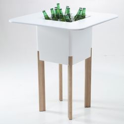 Maceta Modular con Autorriego y Mesa Mediterráneo Blanca/Plateada, 80x80x95 cm