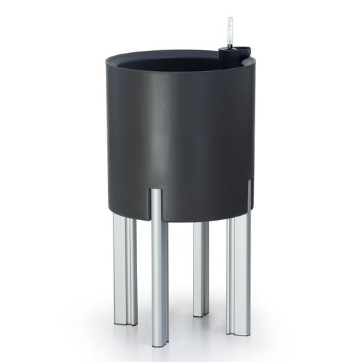 Maceta Modular con Autorriego y Mesa Mediterráneo Gris Antracita/Plateada, Ø40x75 cm