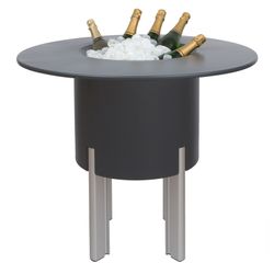 Maceta Modular con Autorriego y Mesa Mediterráneo Gris Antracita/Plateada, Ø40x75 cm