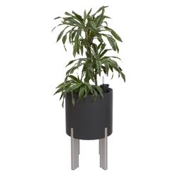 Maceta Modular con Autorriego y Mesa Mediterráneo Gris Antracita/Plateada, Ø40x75 cm