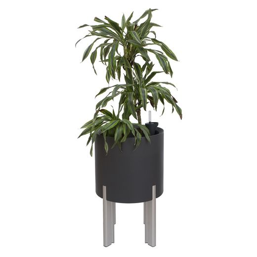 Maceta Modular con Autorriego y Mesa Mediterráneo Gris Antracita/Plateada, Ø40x75 cm