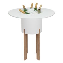 Maceta Modular con Autorriego y Mesa Mediterráneo Blanca/Natural, Ø40x95 cm