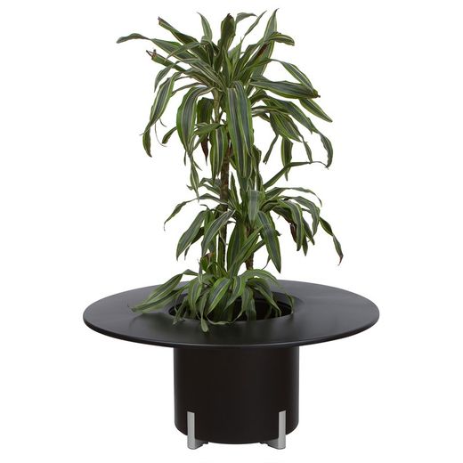 Maceta Modular con Autorriego y Mesa Mediterráneo Negra/Plateada, Ø40x45 cm