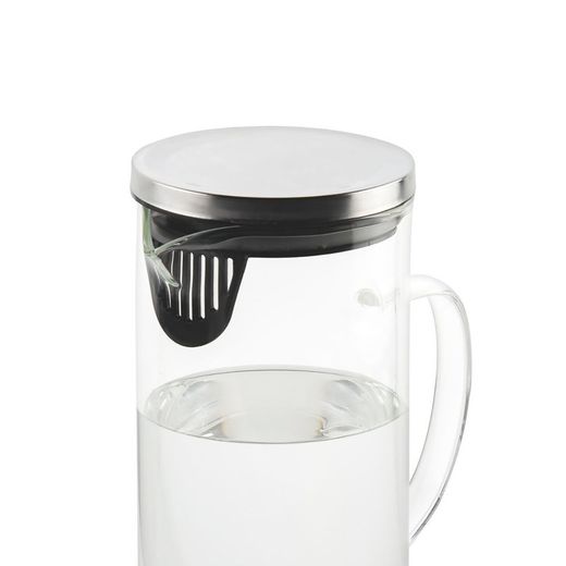 Pichet avec couvercle Verre / Métal 1,5L, 17x9,5x22,5cm