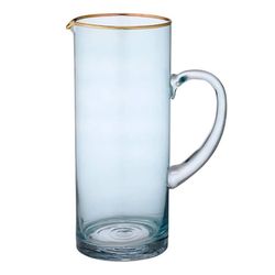 Glass jug in blue and gold, 11 x 11 x 25 cm | Chloe Aqua