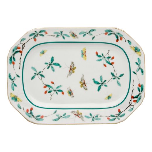 Small oval porcelain serving dish in multicolor, 26.9 x 18.9 x 2.7 cm | Famille Verte