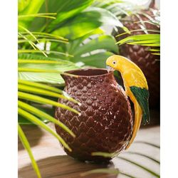 Jarro de faiança em marrom e amarelo, 19,4 x 15,9 x 22,1 cm | Amazonas