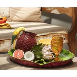 Jarro de faiança em marrom e amarelo, 19,4 x 15,9 x 22,1 cm | Amazonas