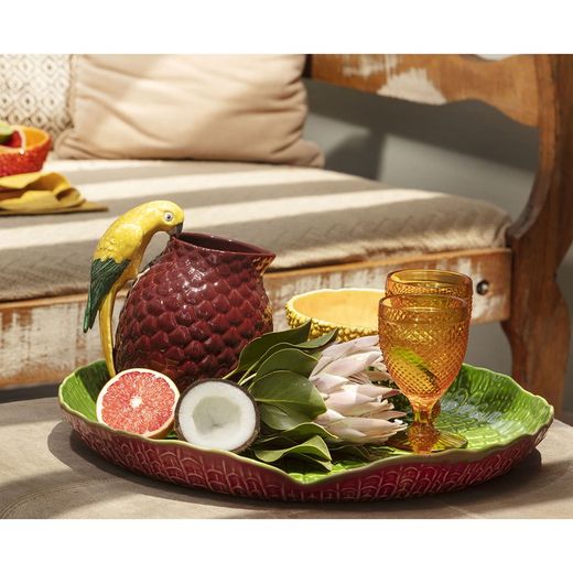 Earthenware jug in maroon and yellow, 19.4 x 15.9 x 22.1 cm | Amazon