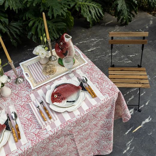 Dzbanek ceramiczny w kolorze bordowym i białym, 20 x 11 x 33 cm | Ryba