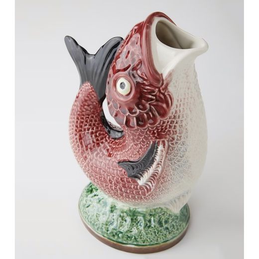 Dzbanek ceramiczny w kolorze bordowym i białym, 20 x 11 x 33 cm | Ryba