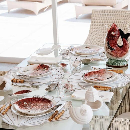 Dzbanek ceramiczny w kolorze bordowym i białym, 20 x 11 x 33 cm | Ryba