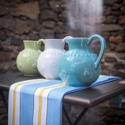 Earthenware jug in turquoise, 19 x 16 x 19.5 cm | Fancy