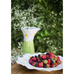 Margarita-Krug aus Steingut in Weiß und Grün, 18 x 15 x 26 cm | Maria Flor