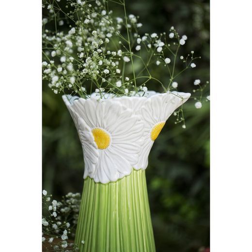 Margarita-Krug aus Steingut in Weiß und Grün, 18 x 15 x 26 cm | Maria Flor